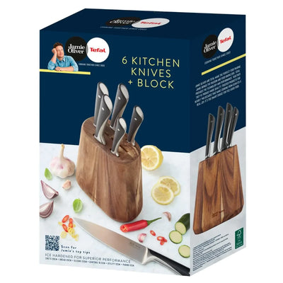 Tefal Jamie Oliver 6 Piece Knife Block Set: K267S656