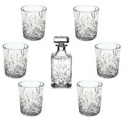 Tipperary Crystal Belvedere Whiskey Decanter and 6 Glasses