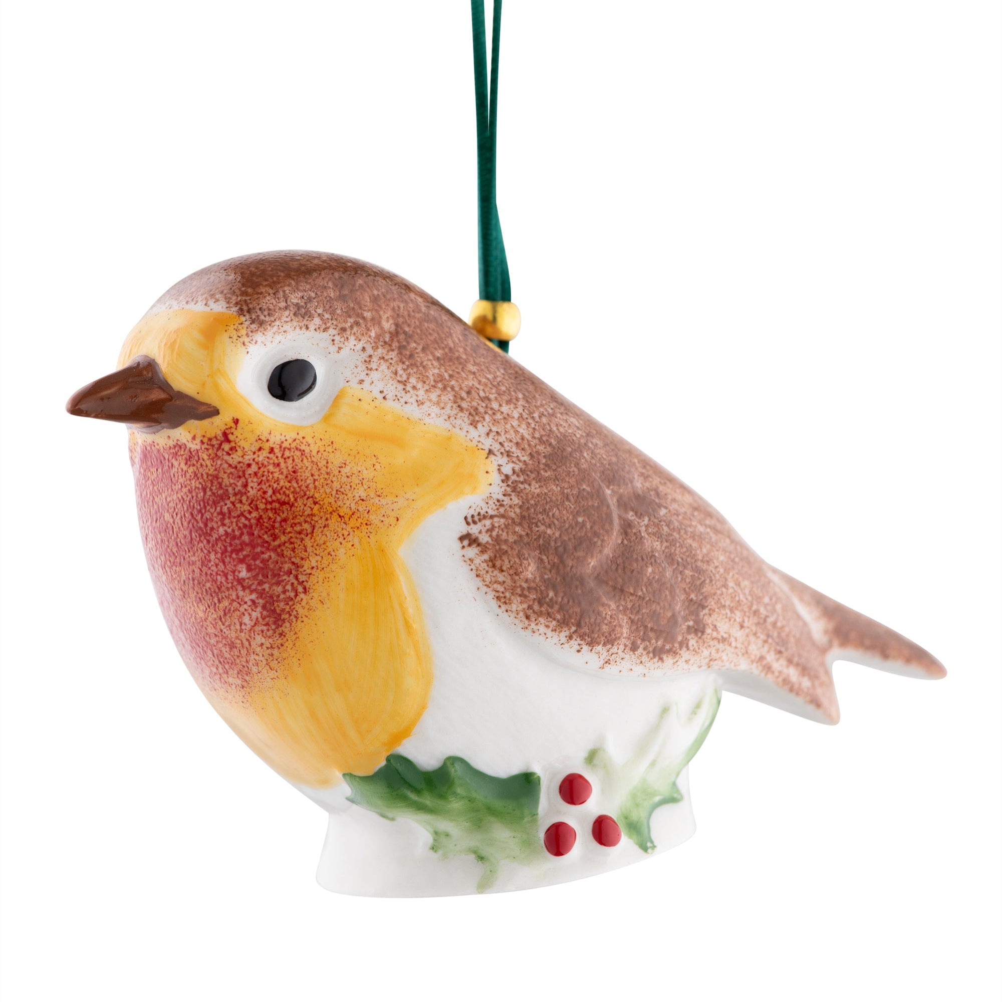 Belleek Classic Robin with Holly Hanging Ornament: 3434