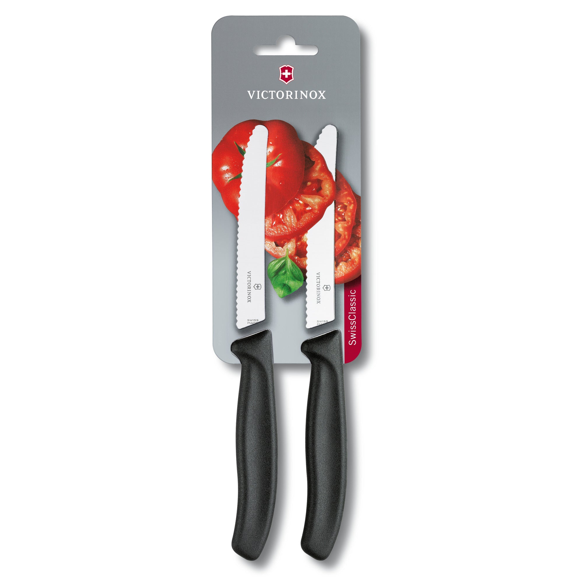 Victorinox Swiss Classic Tomato sausage knife serrated edge 11cm Black Twin Pack