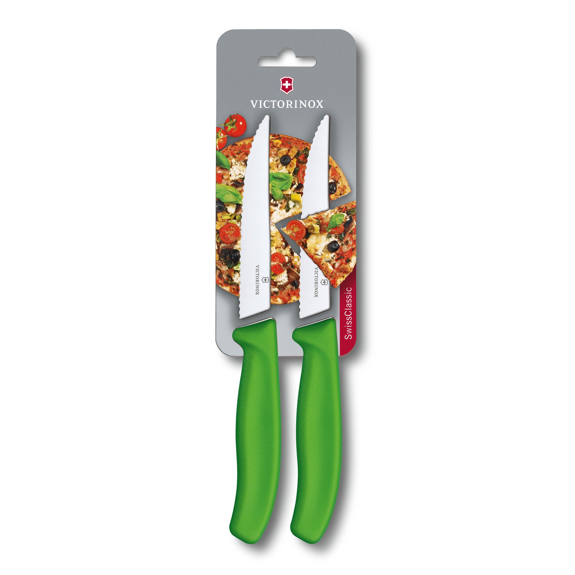 Victorinox Swiss Classic Gourmet Steak and pizza knife 12cm Green Blister Twin Pack