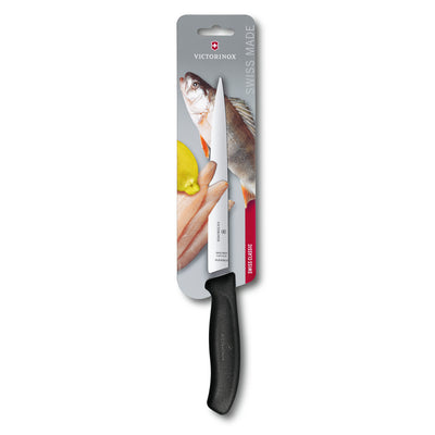 Victorinox Swiss Classic Filleting Knife, Flexible Blade 20cm Black (Blister Pack)