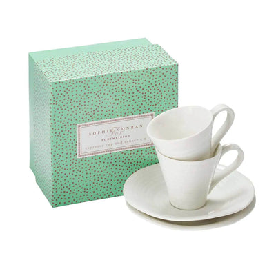 Portmeirion Sophie Conran White Espresso Cup & Saucer Pair