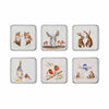 Royal Worcester Wrendale Designs Set of 6 Christmas Coasters