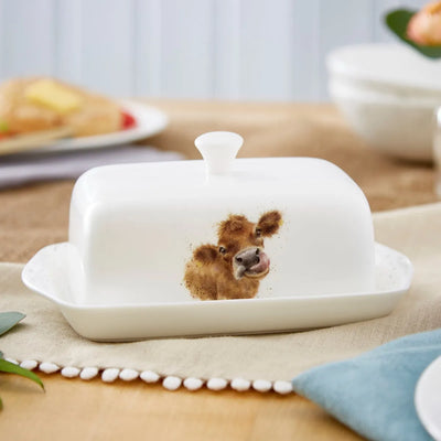 Royal Worcester Wrendale Designs Cow Covered Butter Dish