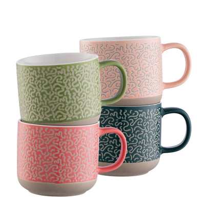 Belleek Living Squiggle Mugs (Set of 4): 9423