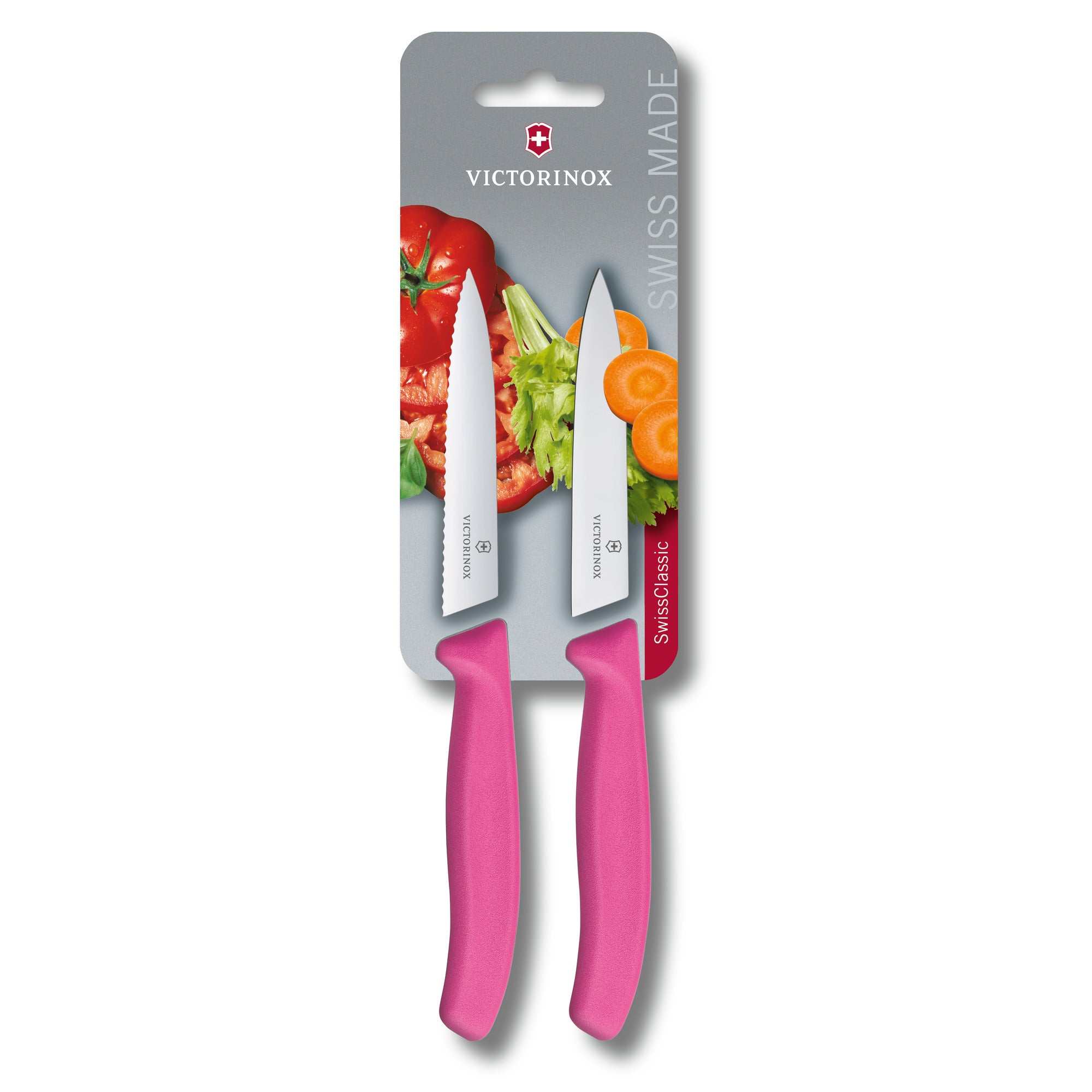 Victorinox Swiss Classic 1 Paring Knife and 1 Serrated Edge Pack Pink