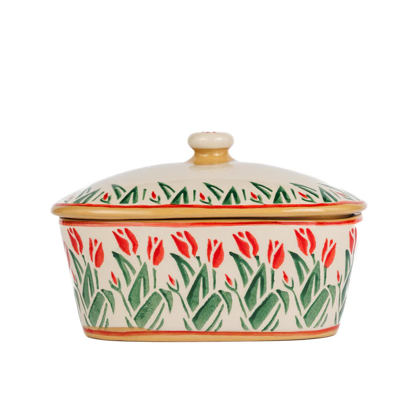 Nicholas Mosse Red Blooms Covered Butter Dish