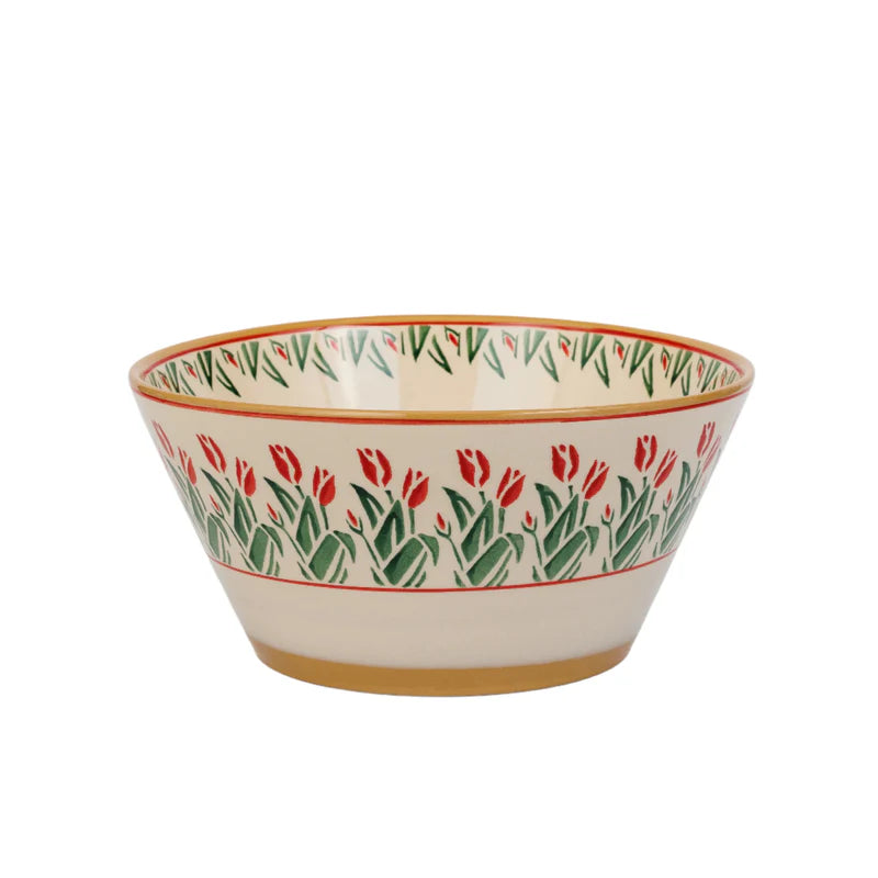 Nicholas Mosse Red Blooms Large Angled Bowl