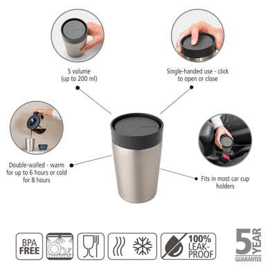 Brabantia Make & Take Insulated Cup 0.20 Litre - Dark Grey