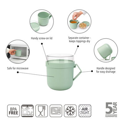 Brabantia Make & Take Soup Mug, 0.6L - Jade Green