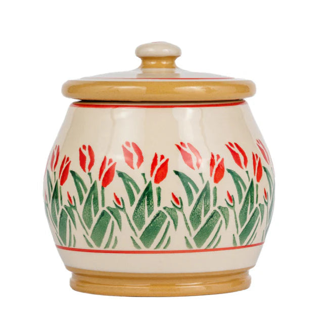 Nicholas Mosse Red Blooms Small Round Lidded Jar