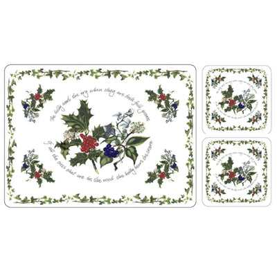 Portmeirion Holly and the Ivy 12 Piece Placemat & Coaster Set