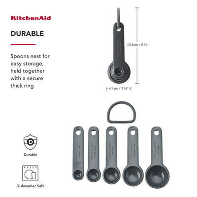 KitchenAid 5pc Measuring Spoon Set - Charcoal Grey KQG057OHCGG