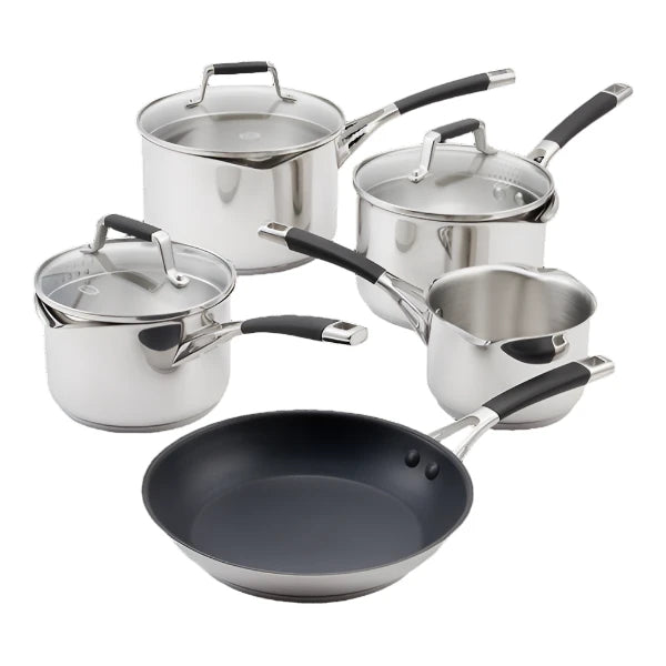 Stellar 5000 Flow 5 Piece Draining Lid Saucepan Set : S5C1D