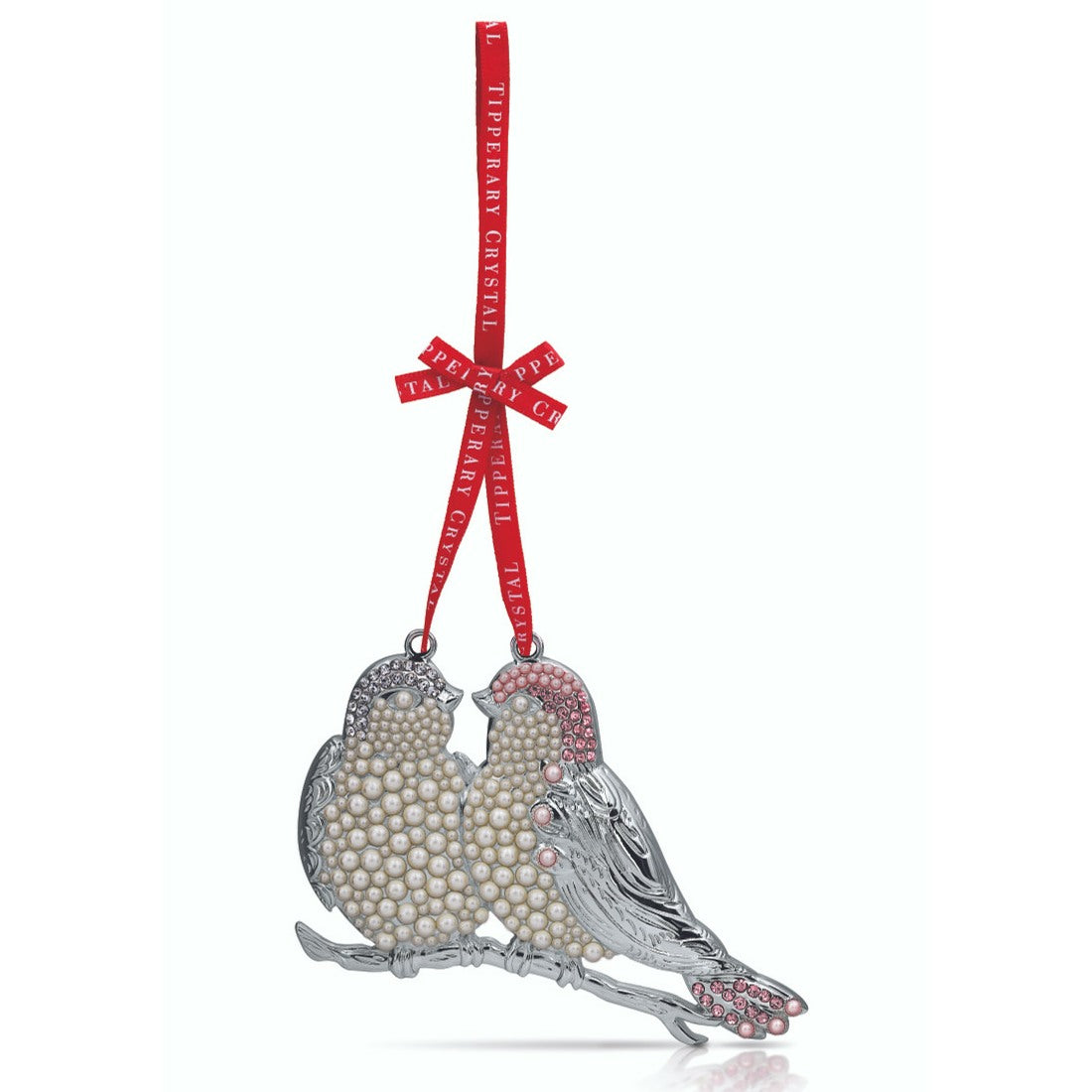 Tipperary Crystal Pearl Turtle Doves Christmas Decoration